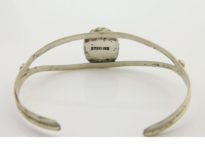 Navajo Cuff Bracelet 925 Silver Turquoise Native American Artist Handmade C.80's