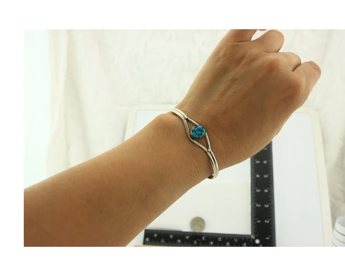 Navajo Cuff Bracelet Sterling Silver Authentic Natural Turquoise Native American