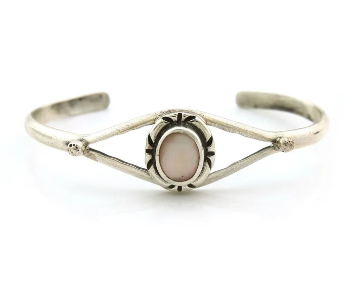Navajo Cuff Bracelet Sterling Silver Authentic Pink Muscle Native Artist