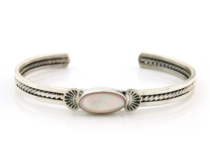 Navajo Cuff Bracelet Sterling Silver Authentic Pink Muscle Native Artist