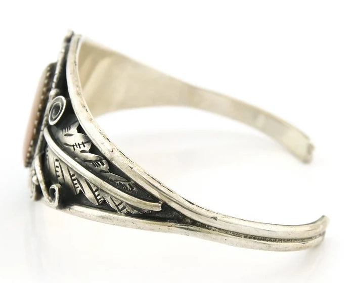 Navajo Cuff Bracelet Sterling Silver Authentic Pink Muscle Native Artist