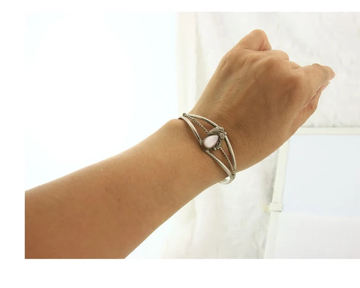 Navajo Cuff Bracelet Sterling Silver Authentic Pink Muscle Native Artist