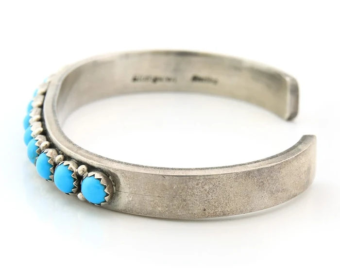 Navajo Cuff Bracelet Sterling Silver Authentic Turquoise Signed Livingston