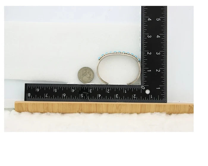 Navajo Cuff Bracelet Sterling Silver Authentic Turquoise Signed Livingston