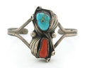 Navajo Cuff Bracelet Sterling Silver Natural Gemstone Vintage Signed BB