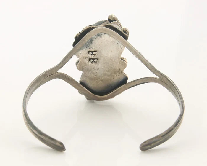Navajo Cuff Bracelet Sterling Silver Natural Gemstone Vintage Signed BB