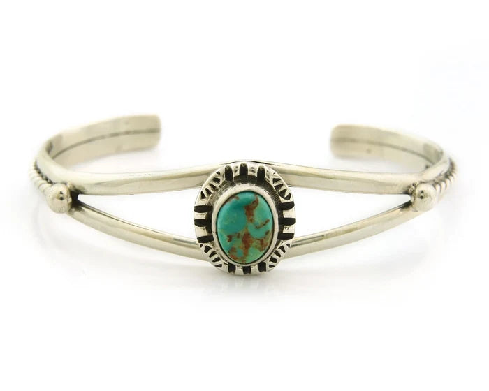 Navajo Cuff Bracelet Sterling Silver Vintage Turquoise Handmade Signed Gecko