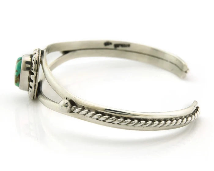 Navajo Cuff Bracelet Sterling Silver Vintage Turquoise Handmade Signed Gecko