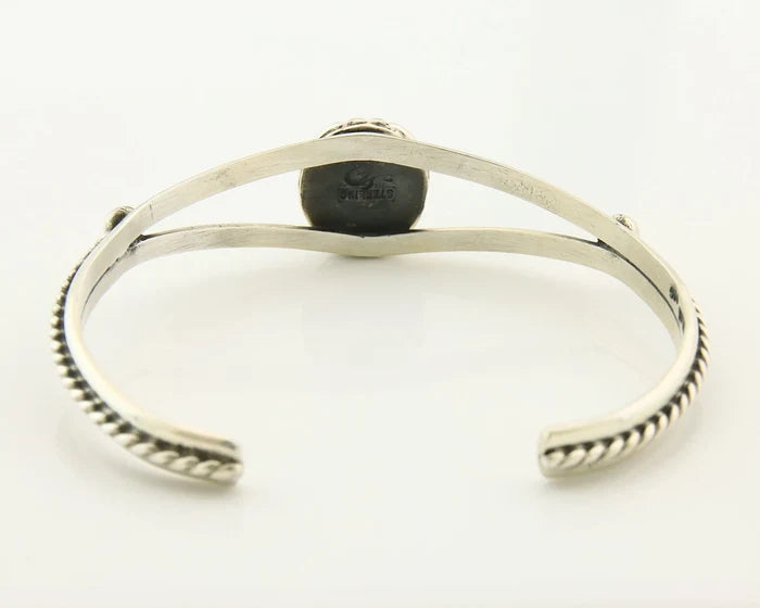 Navajo Cuff Bracelet Sterling Silver Vintage Turquoise Handmade Signed Gecko