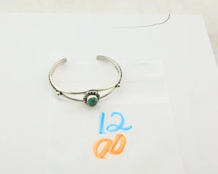 Navajo Cuff Bracelet Sterling Silver Vintage Turquoise Handmade Signed Gecko