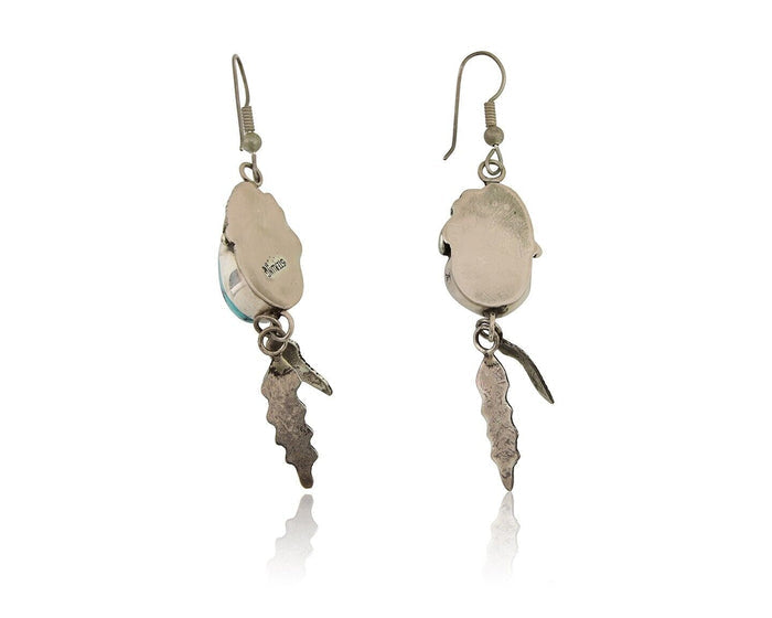 Navajo Dangle Earrings 925 Silver Blue Turquoise Native American Artist C.80's