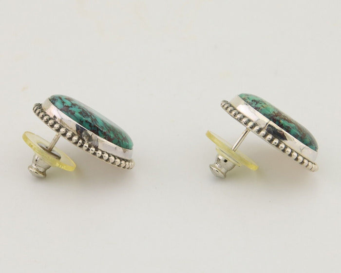 Navajo Dangle Earrings 925 Silver Blue Turquoise Signed Melissa Yazzie C.80's