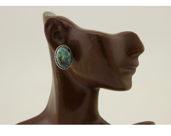 Navajo Dangle Earrings 925 Silver Blue Turquoise Signed Melissa Yazzie C.80's