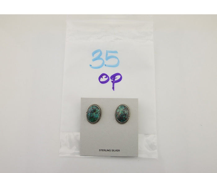 Navajo Dangle Earrings 925 Silver Blue Turquoise Signed Melissa Yazzie C.80's