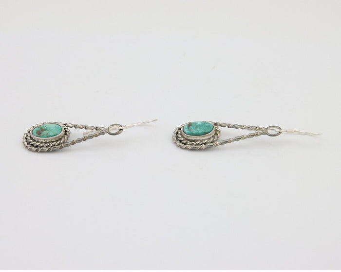 Navajo Dangle Earrings 925 Silver Natural Blue Turquoise Native Artist C.80's