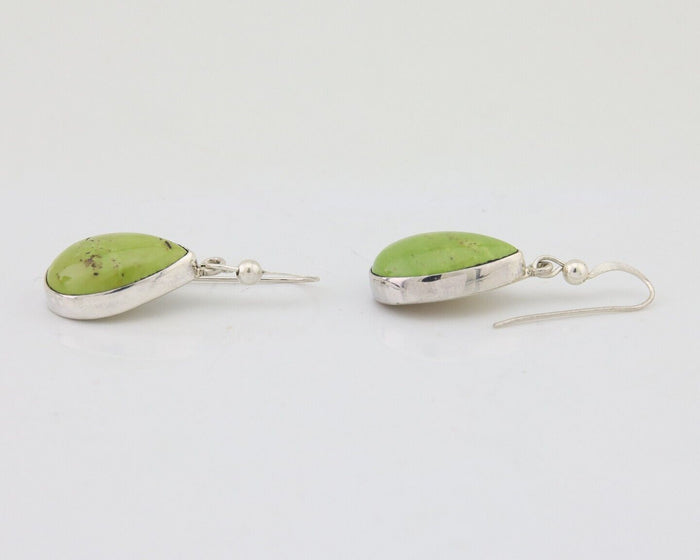 Navajo Dangle Earrings 925 Silver Natural Gaspeite Native Artist C.80's