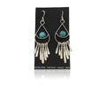 Navajo Dangle Earrings 925 Silver Natural Turquoise Artist Signed JB C.80's