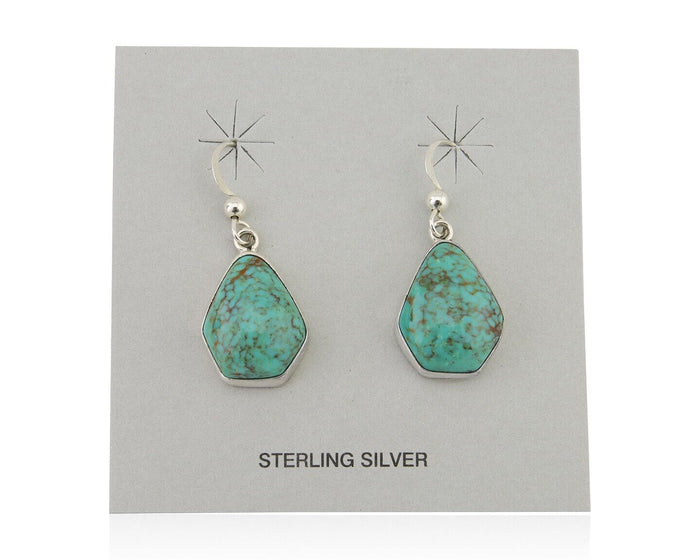 Navajo Dangle Earrings 925 Silver Natural Turquoise Artist Signed Montoya C.80's