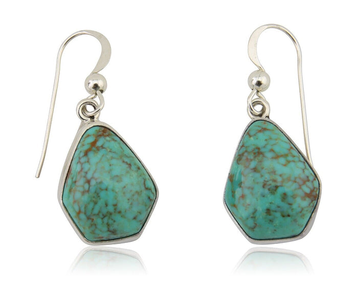 Navajo Dangle Earrings 925 Silver Natural Turquoise Artist Signed Montoya C.80's