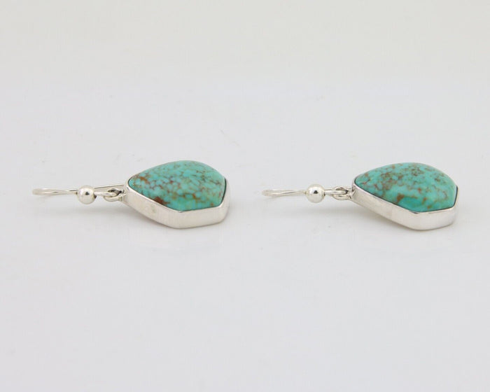 Navajo Dangle Earrings 925 Silver Natural Turquoise Artist Signed Montoya C.80's