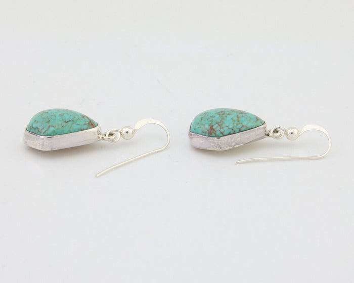 Navajo Dangle Earrings 925 Silver Natural Turquoise Artist Signed Montoya C.80's