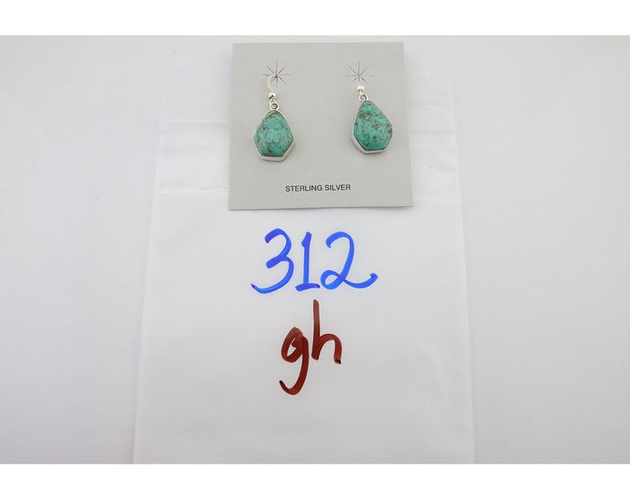 Navajo Dangle Earrings 925 Silver Natural Turquoise Artist Signed Montoya C.80's