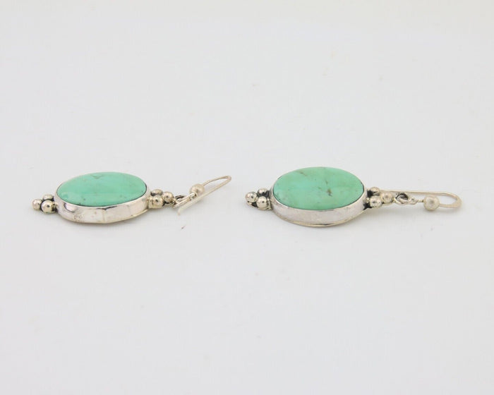 Navajo Dangle Earrings 925 Silver Natural Turquoise Native American Artist C80s