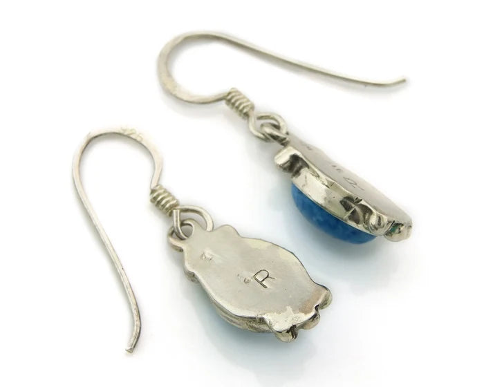 Navajo Dangle Earrings Sterling Silver Lapis Native American Artist