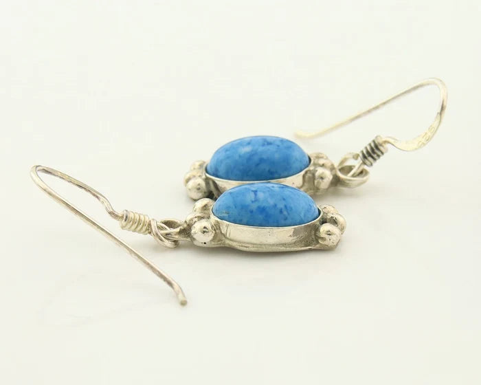 Navajo Dangle Earrings Sterling Silver Lapis Native American Artist