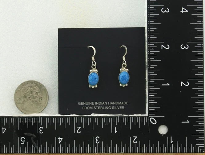 Navajo Dangle Earrings Sterling Silver Lapis Native American Artist