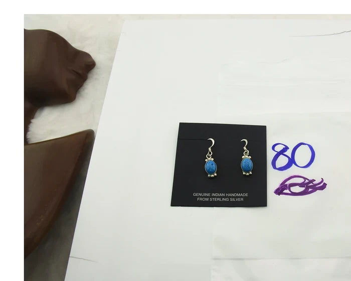 Navajo Dangle Earrings Sterling Silver Lapis Native American Artist