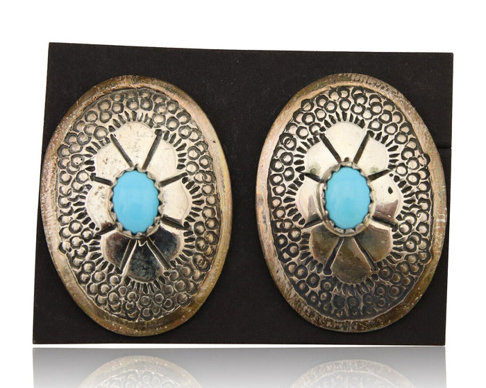Navajo Earrings 925 Silver Blue Turquoise Native American Artist C.80's