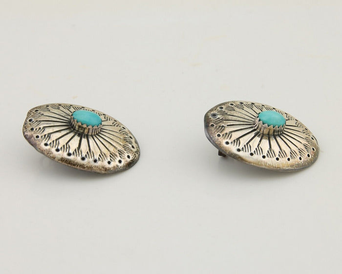 Navajo Earrings 925 Silver Blue Turquoise Native American Artist C.80's
