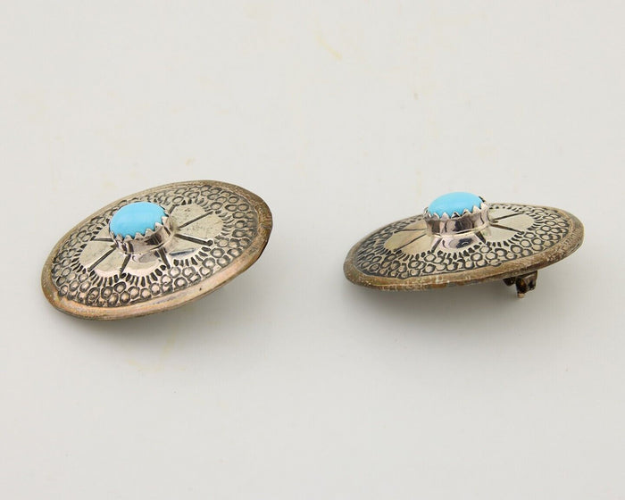 Navajo Earrings 925 Silver Blue Turquoise Native American Artist C.80's