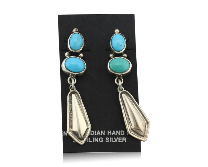 Navajo Earrings 925 Silver Natural Blue Turquoise Native American Earrings C80's