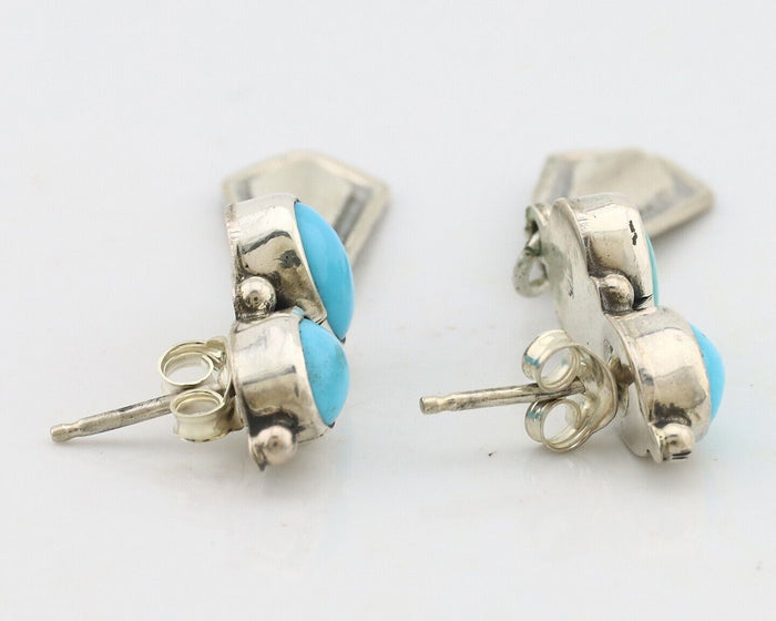 Navajo Earrings 925 Silver Natural Blue Turquoise Native American Earrings C80's