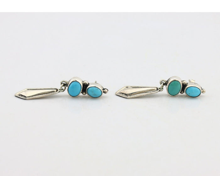 Navajo Earrings 925 Silver Natural Blue Turquoise Native American Earrings C80's