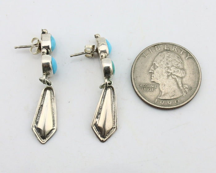 Navajo Earrings 925 Silver Natural Blue Turquoise Native American Earrings C80's