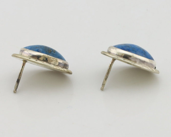 Navajo Earrings 925 Silver Natural Denim Lapis Native American Earrings C.80's