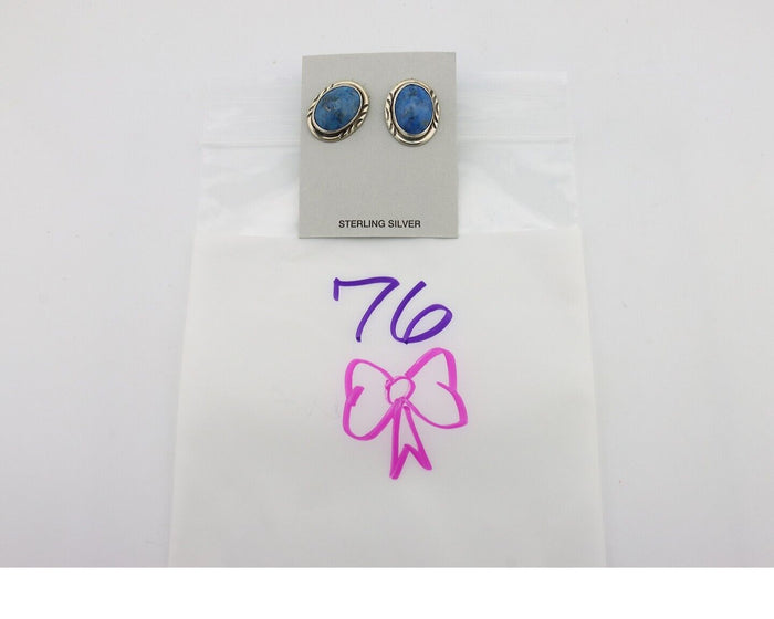 Navajo Earrings 925 Silver Natural Denim Lapis Native American Earrings C.80's