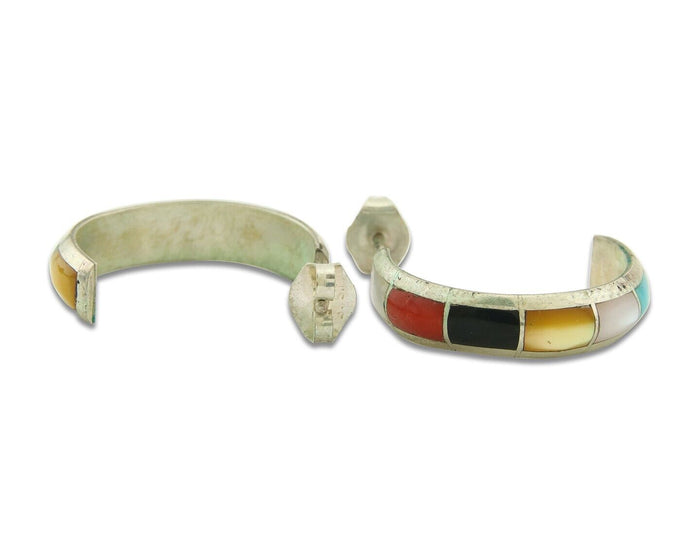 Navajo Earrings 925 Silver Natural Gemstone Native American Artist C.80's