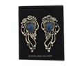 Navajo Earrings 925 Silver Natural Mined Denim Lapis Native American Artist C90s