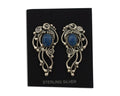 Navajo Earrings 925 Silver Natural Mined Denim Lapis Native American Artist C90s