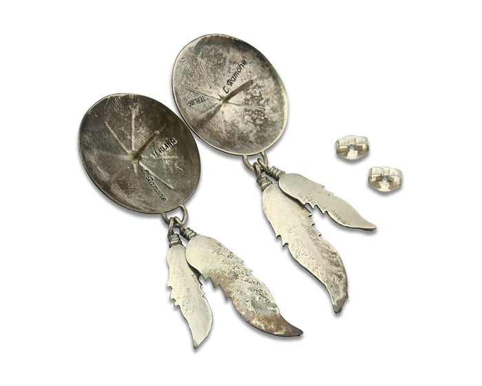 Navajo Earrings Sterling Silver Turquoise Vintage Dangle Signed L Ramone
