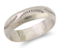 Navajo Hand Stamped Band 925 Silver 6.0 mm Signed Larry Chavez Size 10.25 C.80's