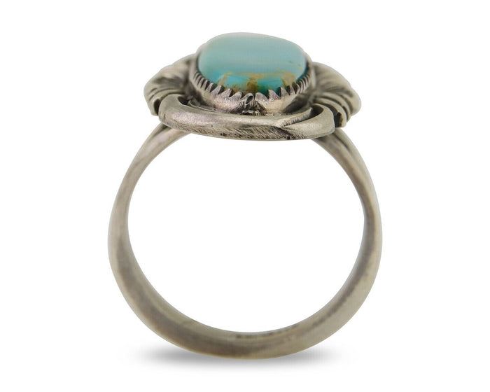 Navajo Hand Stamped Ring 925 Silver Turquoise Native Artist Begay C.80's