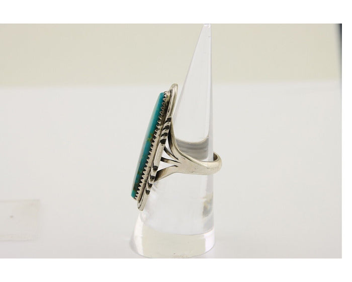 Navajo Hand Stamped Ring 925 Silver Turquoise Native Artist Begay C.80's