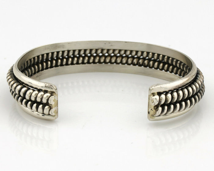 Navajo Handmade Bracelet .925 SOLID Silver Native Artist Signed Tahe Circa 1980s