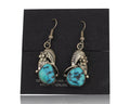 Navajo Handmade Earrings 925 Silver Natural Turquoise Native Artist C.80's