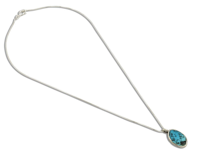 Navajo Handmade Necklace 925 Silver Blue Turquoise Native Artist C.80's